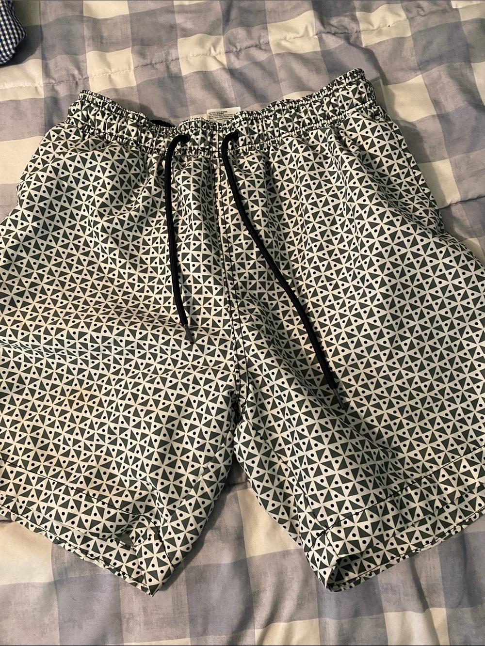 H&M Black & White Geometric Swim Shorts